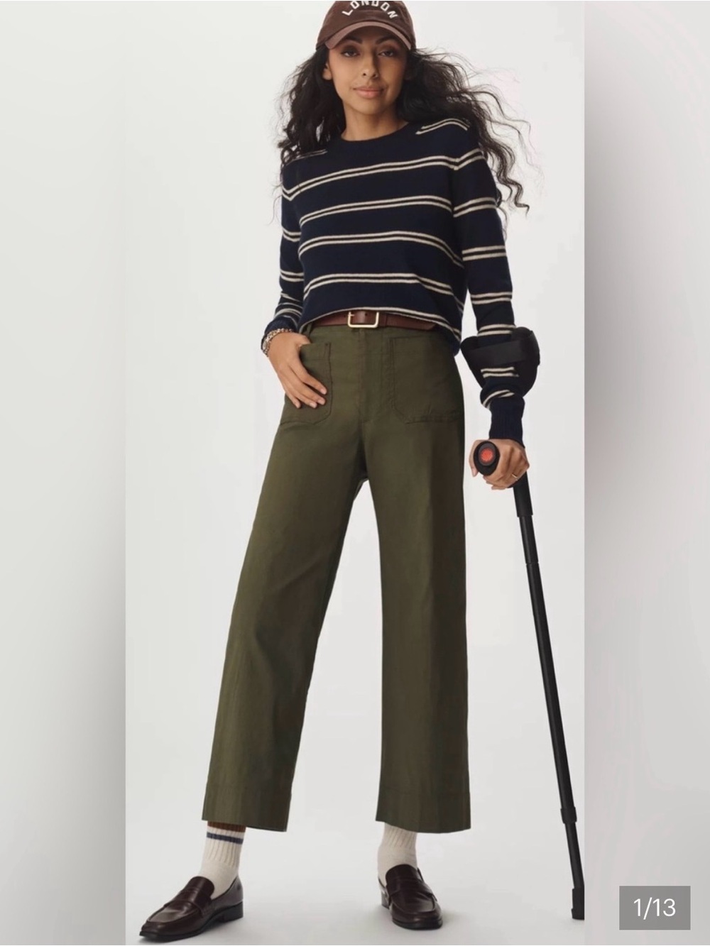 Anthropologie Colette Olive Wide-Leg Cotton Blend Pants